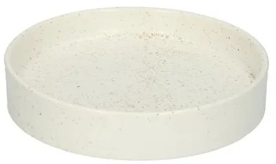 Kaarsschotel, keramiek, mat wit gespikkeld,Ø 10,8 cm