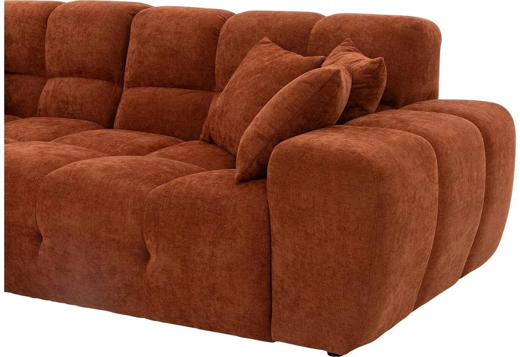Goossens Excellent Bank Kubus - 40 X 40 Cm Stiksel rood, stof, 1,5-zits, modern design met chaise longue rechts
