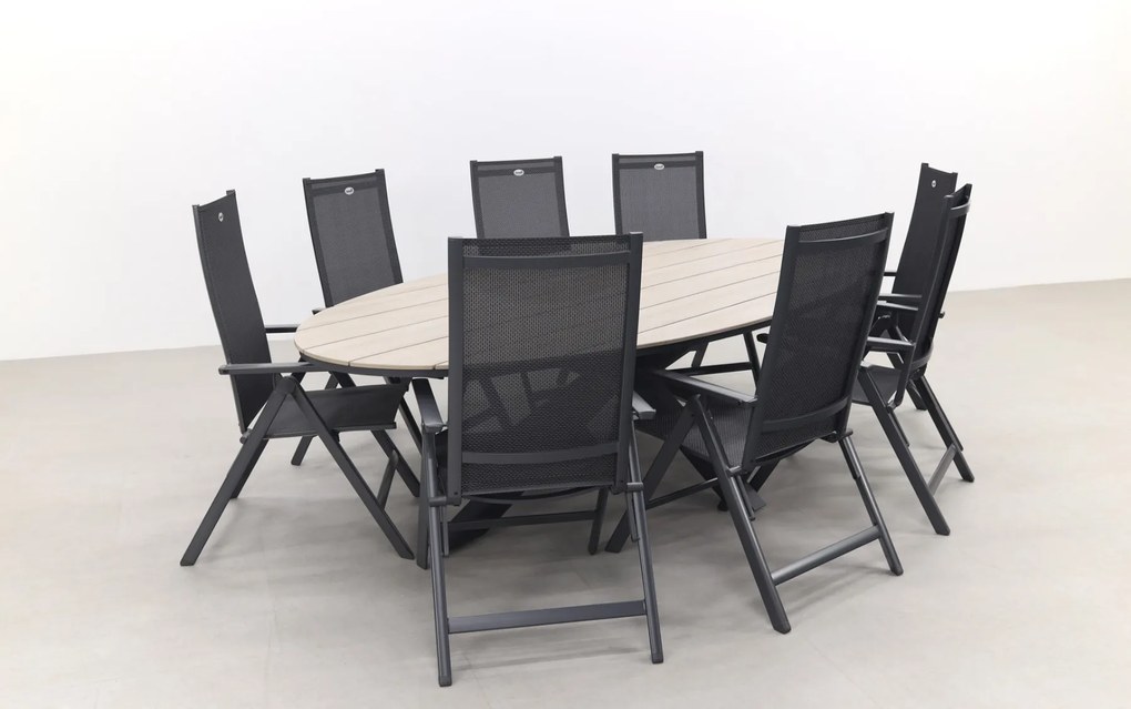 Hartman Napoli Xerix / GI Edison 280x140 cm. tafel - ovale verstelbare tuinset