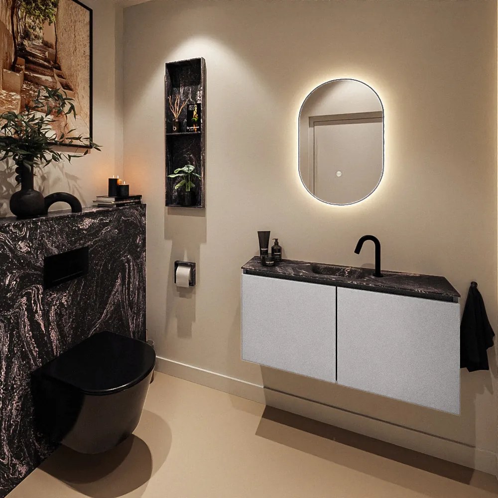 Mondiaz Ture DLux toiletmeubel 100cm plata met wastafel lava midden met kraangat