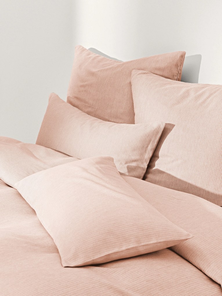 Flanellen dekbedovertrek Javon met fijne strepen