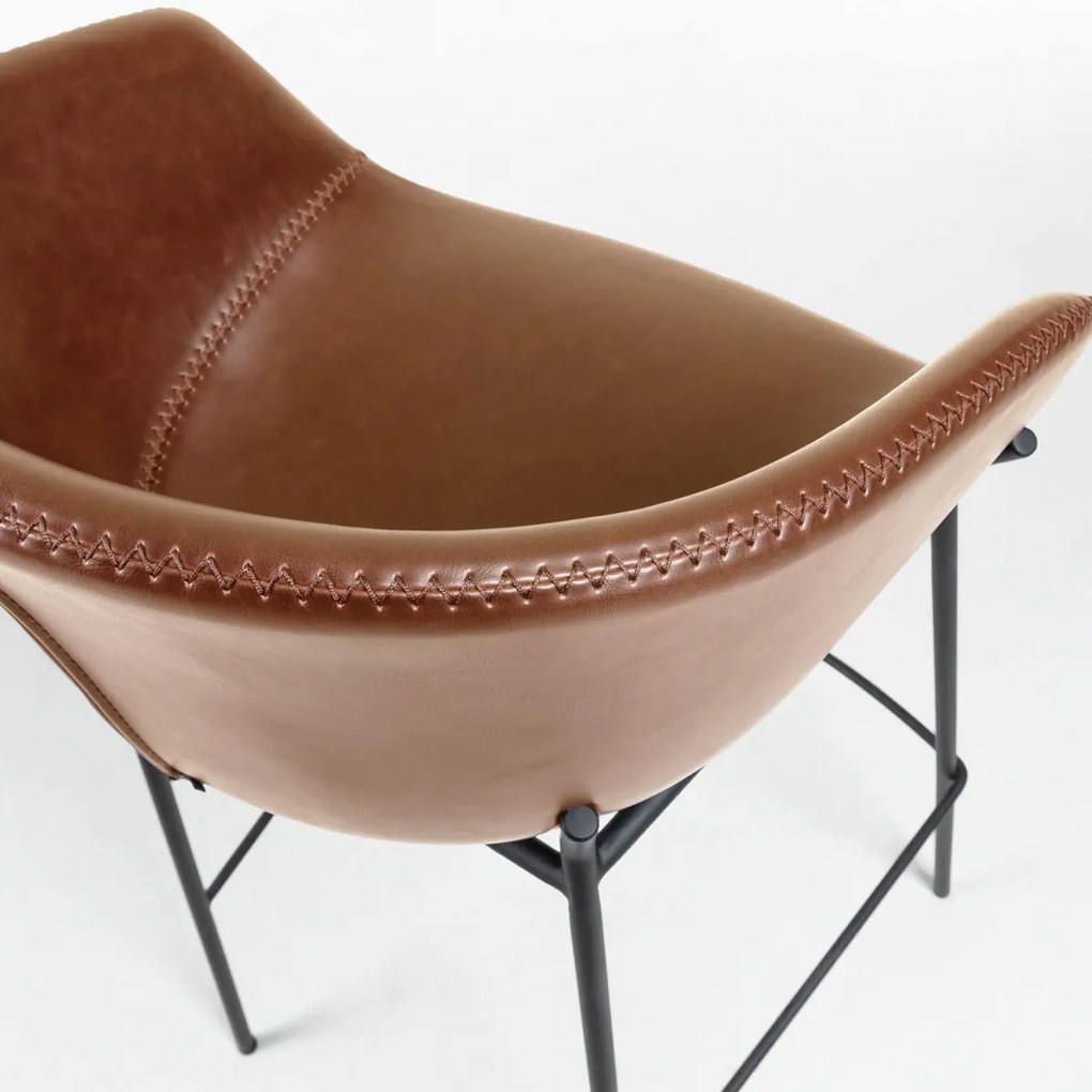 Kave Home Yvette Moderne Barkruk Bruin Leer - Laag
