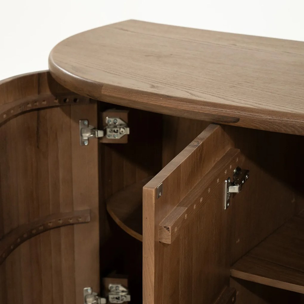 Eiken Dressoir Golvend Design Bruin - 180x50x80cm.