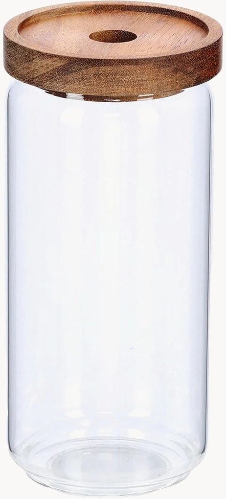 Glazen bewaarpotten Annabelle, met acaciahouten deksel, 950 ml, 12-delig