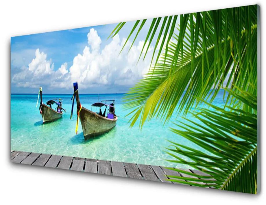 Schilderij op acrylglas Overzees landschap boat 100x50 cm