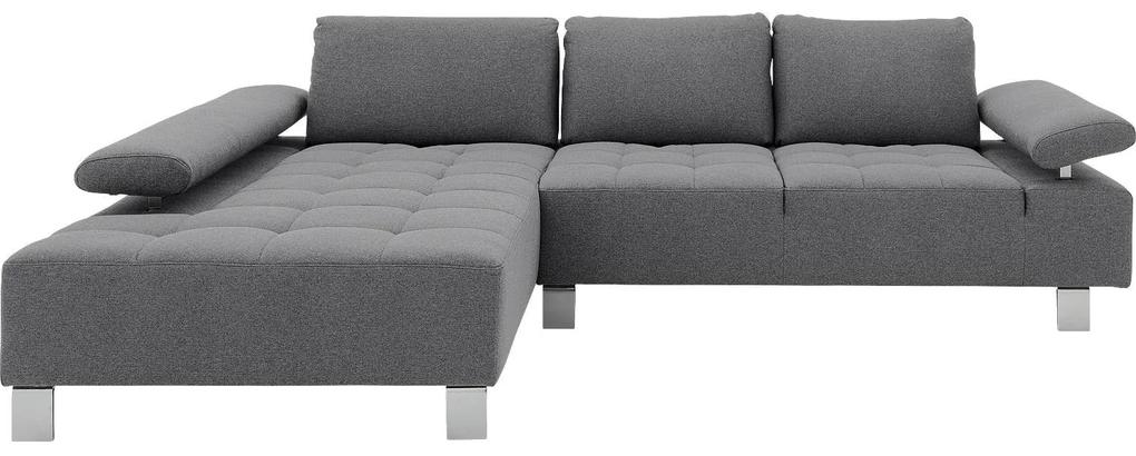 Goossens  grijs, stof, 2,5-zits, modern design met chaise longue links