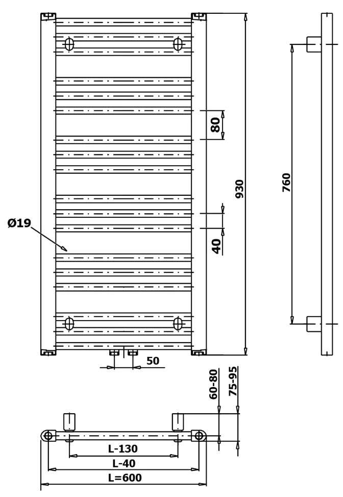 Bruckner Albrecht handdoekradiator 60x93cm 400W wit