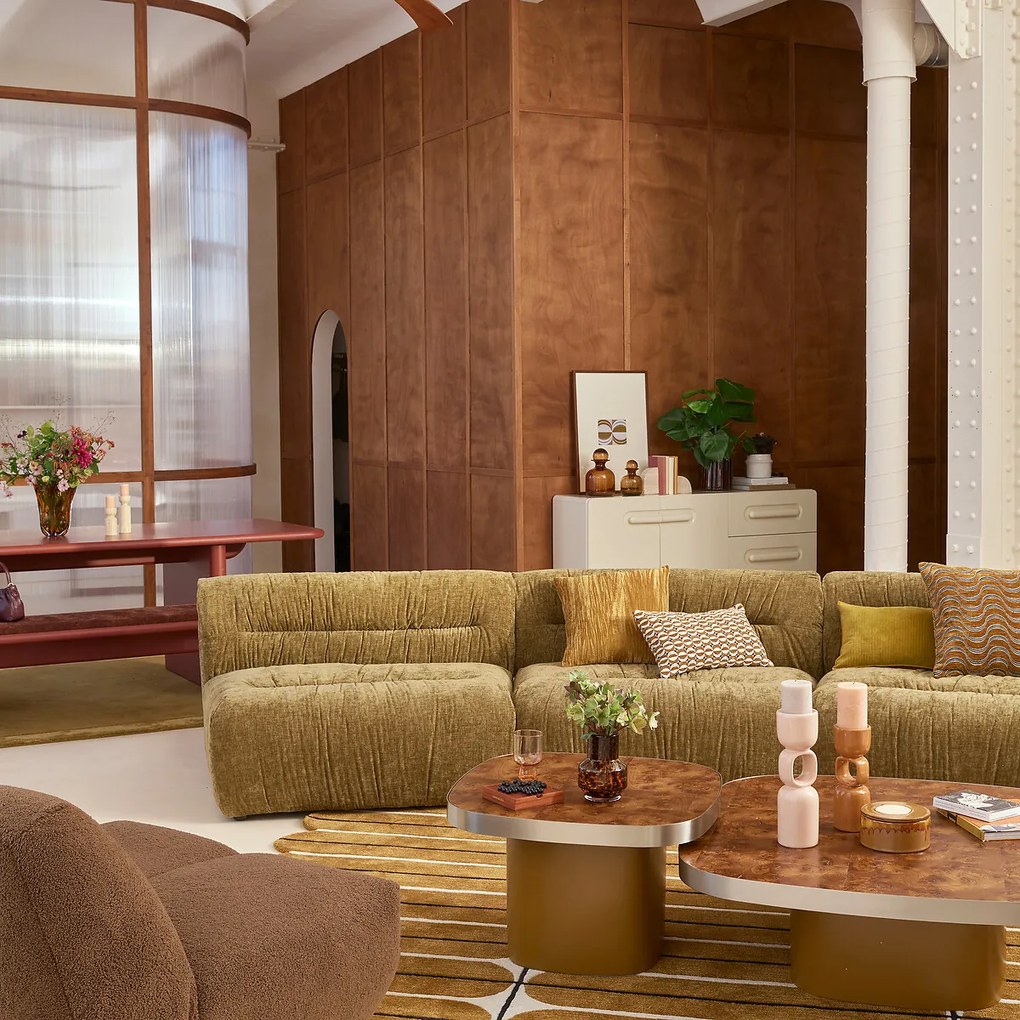 Loungestoel-element voor modulaire bank, in gevlamd chenille, SWEETY