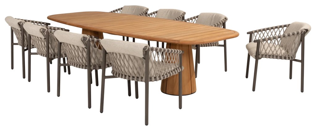 Capri Allora dining tuinset 280x110xH75 cm 9 delig teak terre 4 Seasons Outdoor