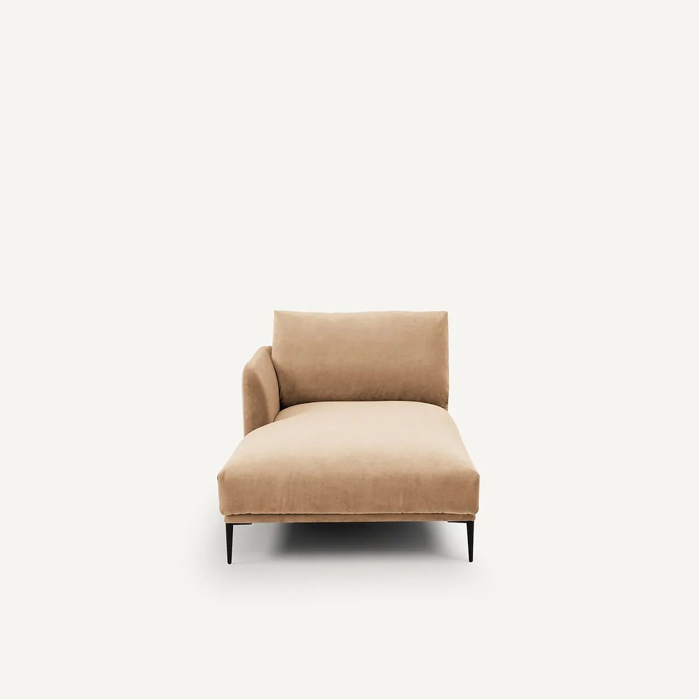 Chaise longue in stonewashed fluweel, Oscar, ontwerp E. Gallina