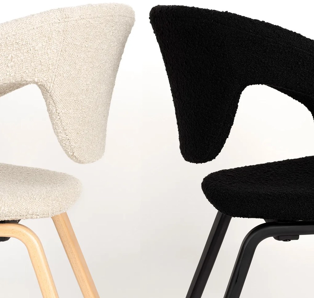 Zuiver Flexback Design Eetkamerstoel Zwart Boucle