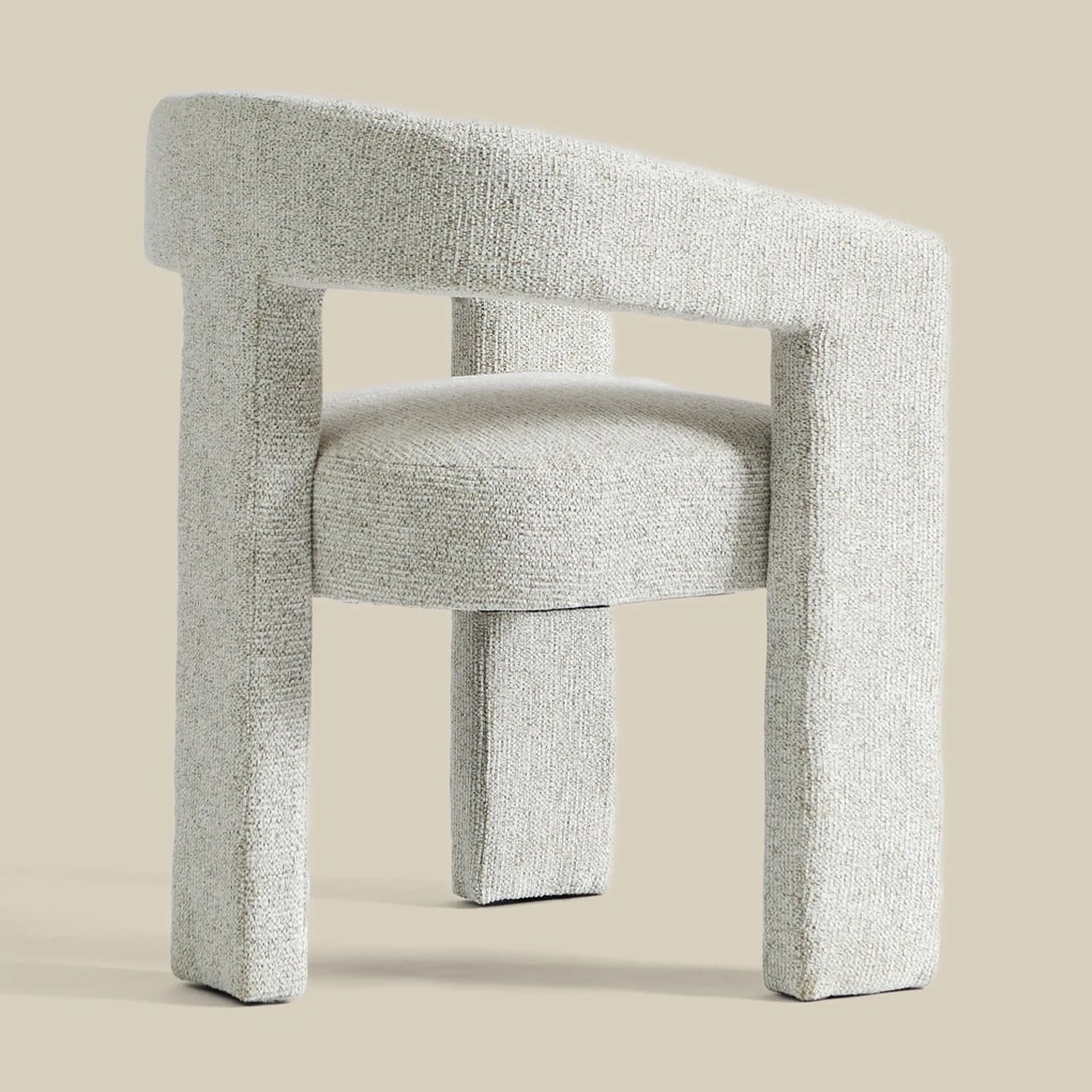 Design Eetkamerstoel Creme Volledig Stof