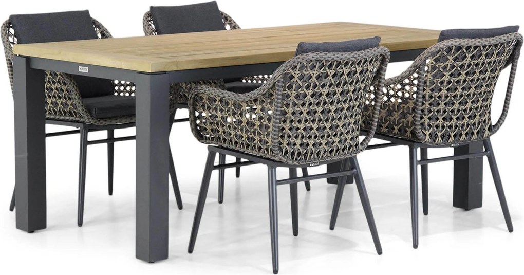 Tuinset 4 personen 180 cm Wicker Taupe Lifestyle Garden Furniture Dolphin/Veneto