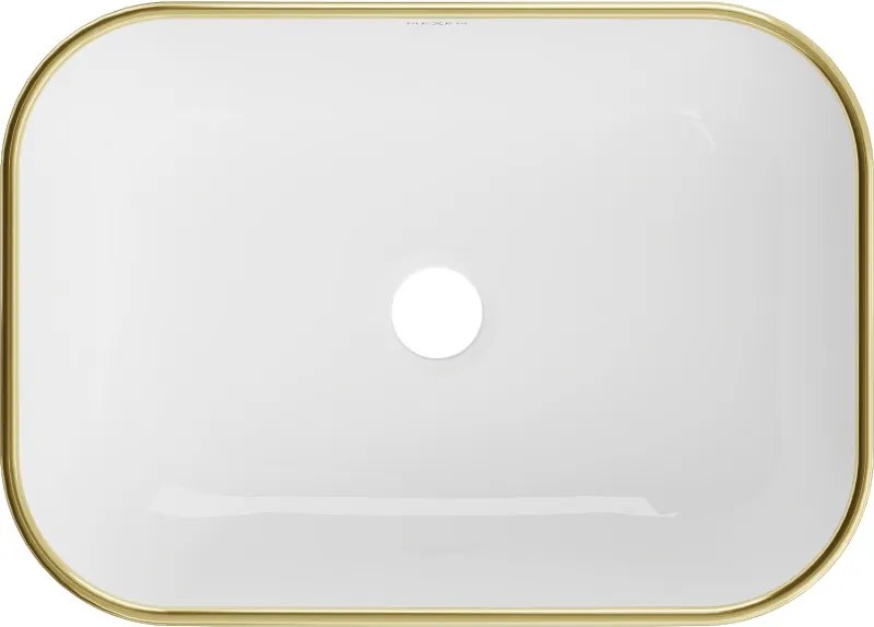 Mexen Rita opbouw wasbak 45 x 32 cm, wit/gouden rand - 21084505