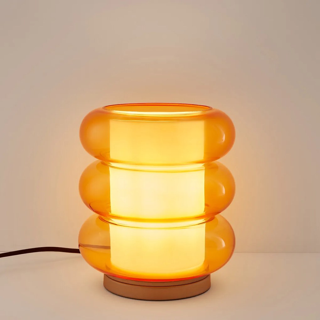 Tafellamp in amberkleurig glas, Armillo