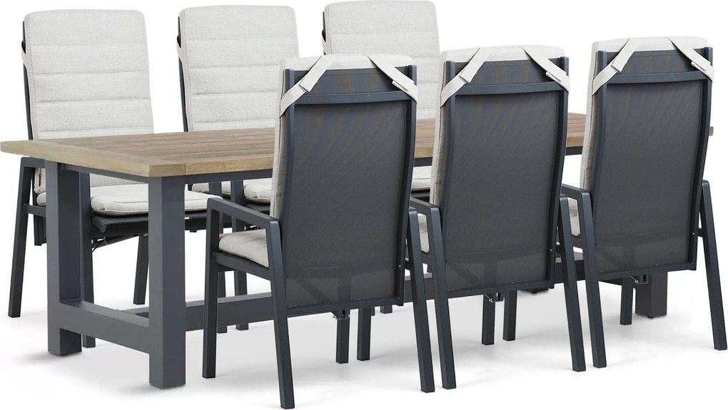 Tuinset 6 personen 260 cm Aluminium Grijs Lifestyle Garden Furniture Vivaro/San