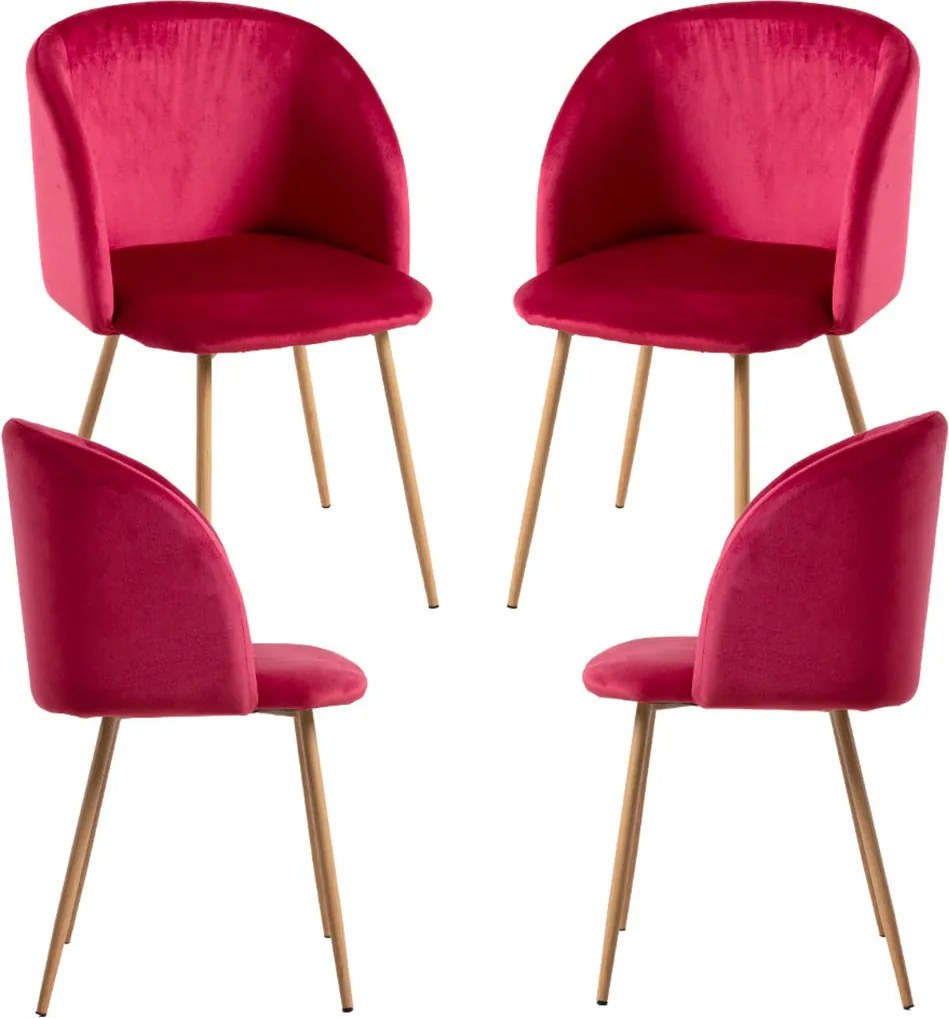 Set 4 Velt Fluwelen Stoelen