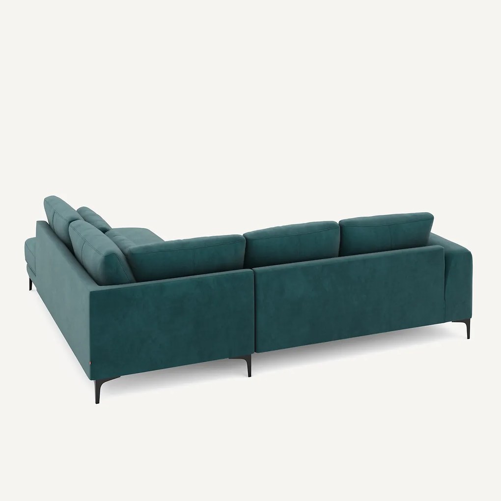 Linkse hoekbank met leuning in fluweel, Marsile