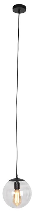 Moderne hanglamp zwart met grijs glas 20cm - Pallon Modern E27 bol / globe / rond Binnenverlichting Lamp