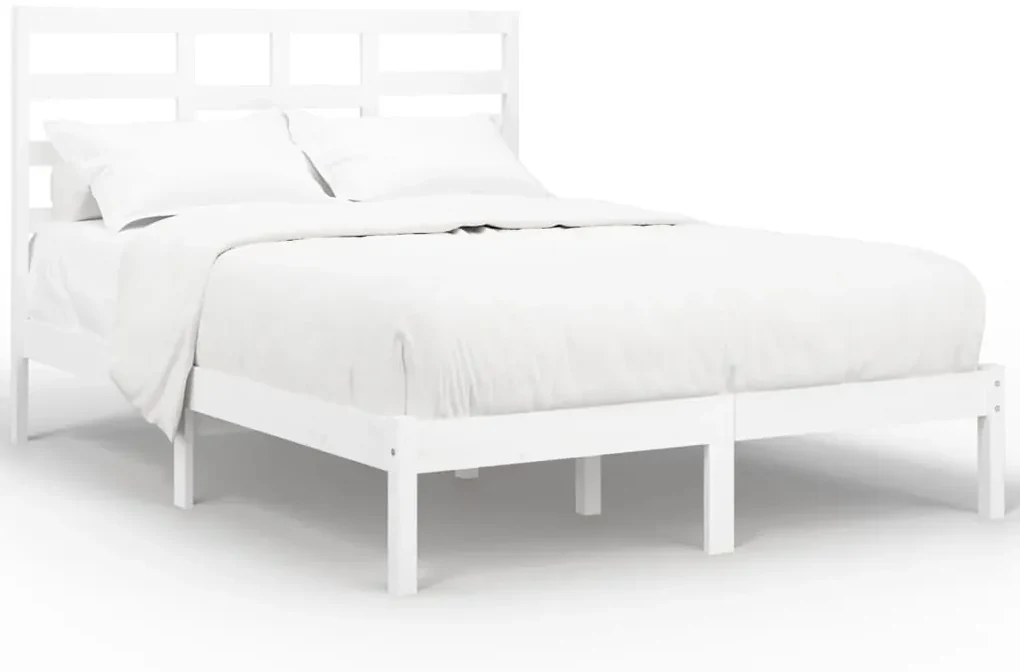 vidaXL Bedframe massief hout wit 150x200 cm 5FT King Size