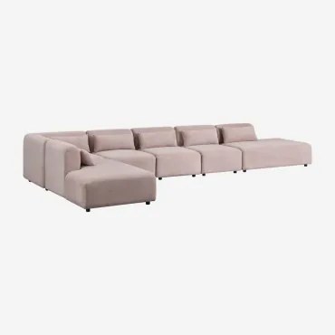 Fogler 6-delige Modulaire Hoekbank Met Dubbele Chaise Longue Corduroy Roze Wijn - Sklum