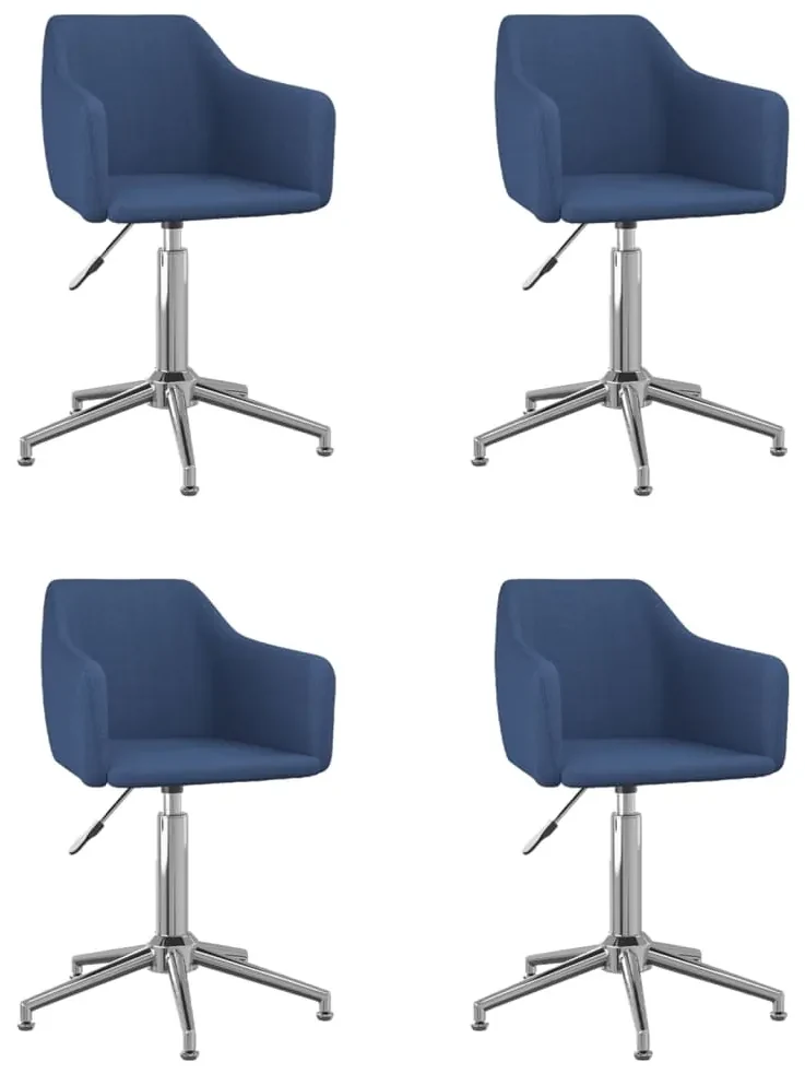 vidaXL Eetkamerstoelen draaibaar 4 st stof blauw