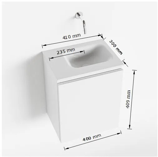 Mondiaz Olan 40cm toiletmeubel cale met wastafel urban rechts 1 kraangat