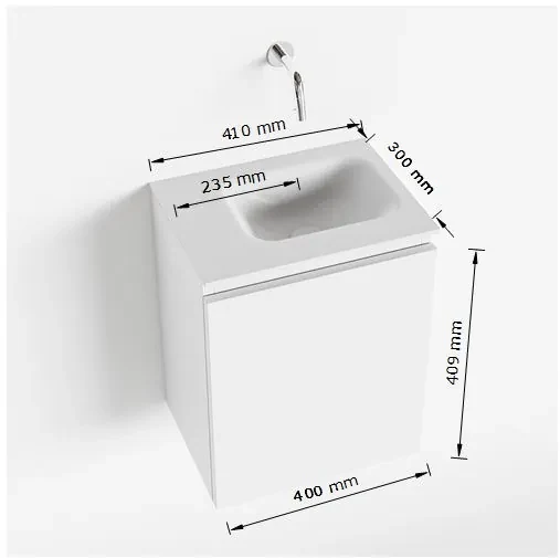 Mondiaz Olan 40cm toiletmeubel fire met wastafel urban rechts geen kraangat