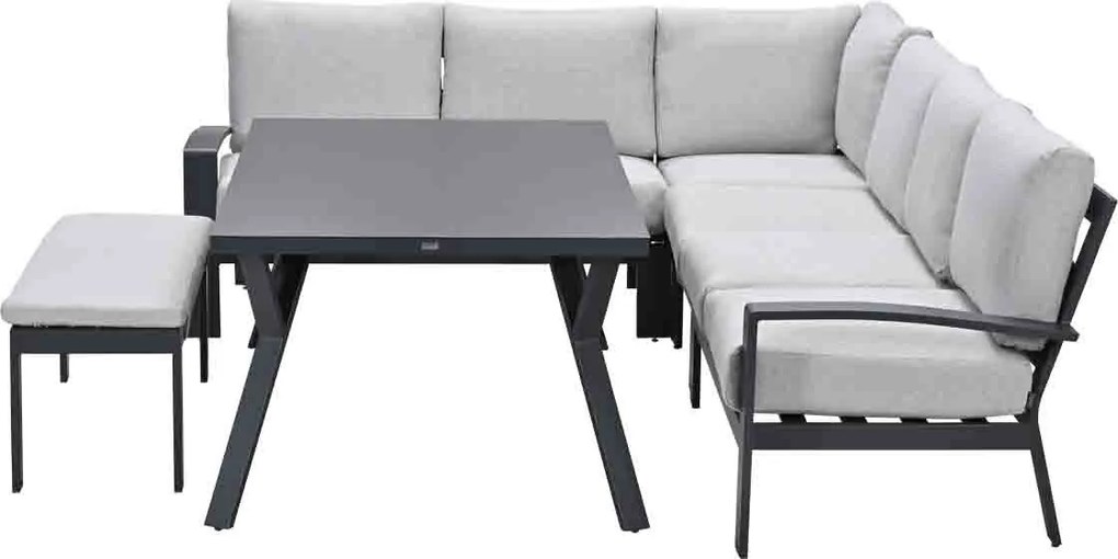 Garden Impressions Camilo lounge dining set 6-delig links – donker grijs - Valley sand