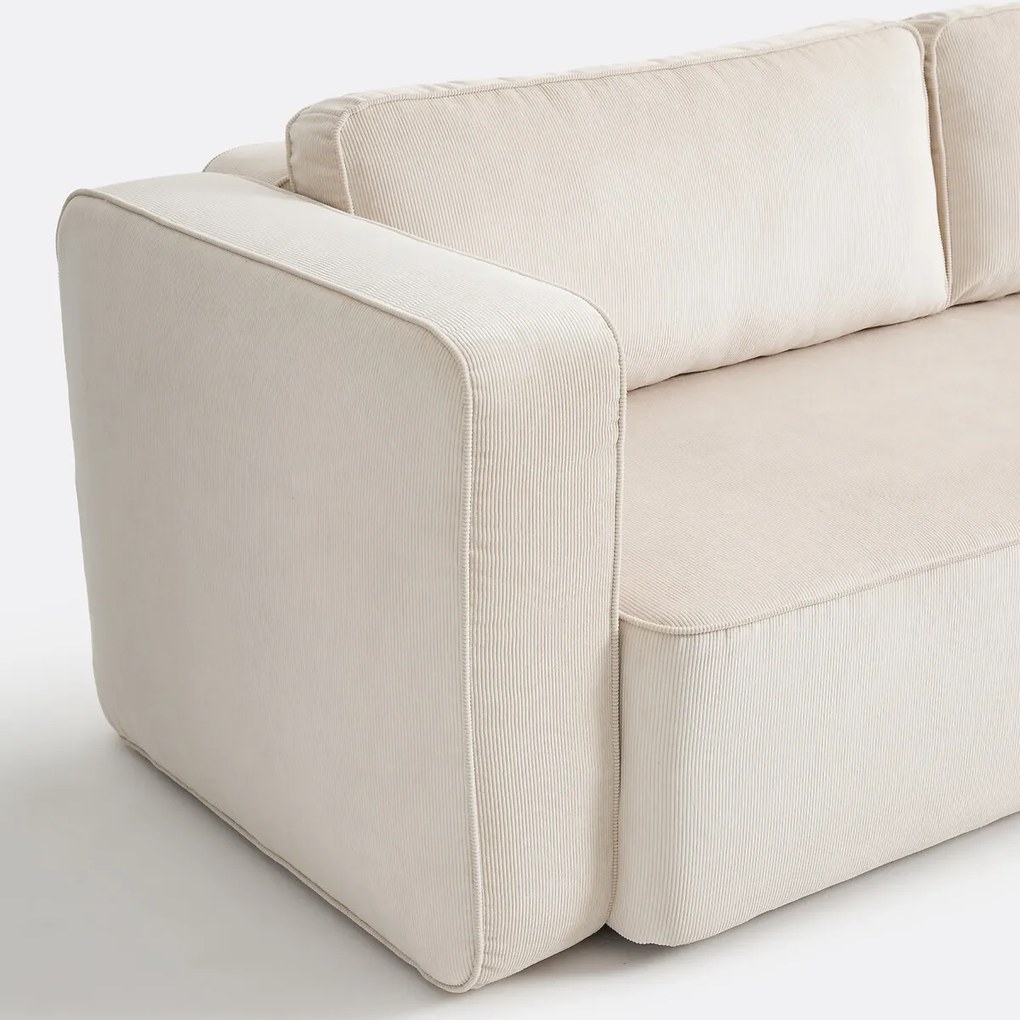 3-zitsbank, omvormbaar, met box, van fijn ribfluweel, AMEDEA