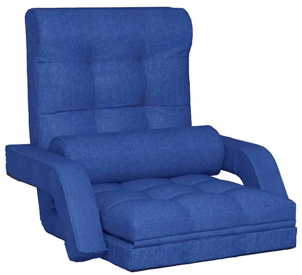 vidaXL Vloerstoel met bedfunctie inklapbaar stof blauw