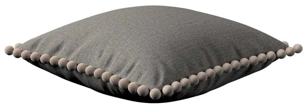 Dekoria Kussenhoes Wera met pompons, grijs 45 x 45 cm
