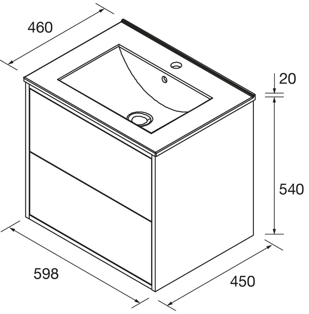 Muebles Ideal badmeubel 60cm met wastafel zwart mat