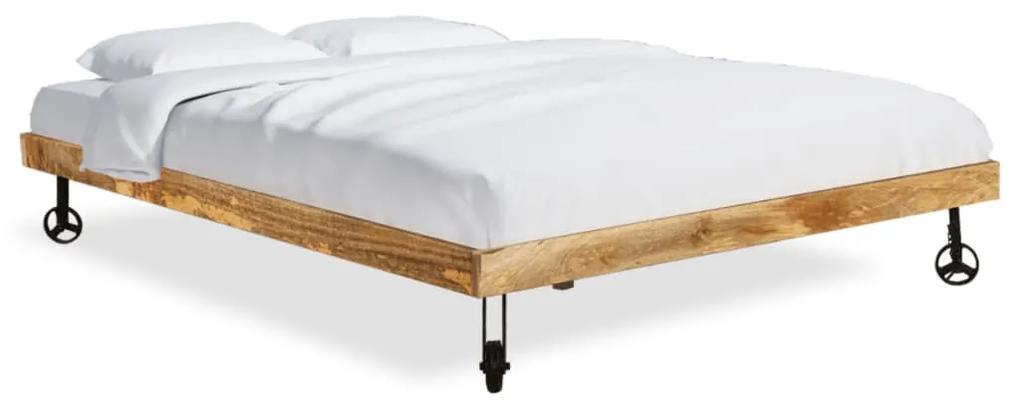 vidaXL Bed met traagschuim matras ruw mangohout 180x200 cm