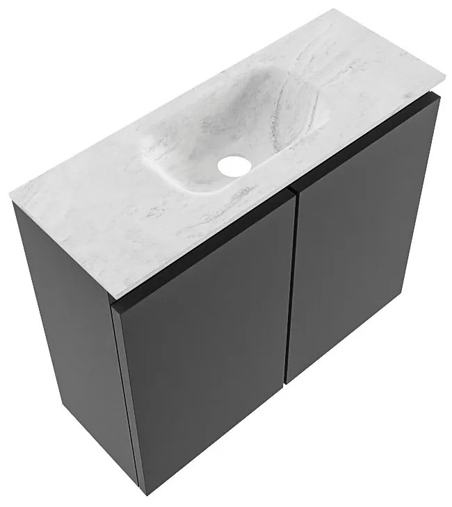 Mondiaz Ture DLux toiletmeubel 60cm dark grey met wastafel opalo midden met kraangat