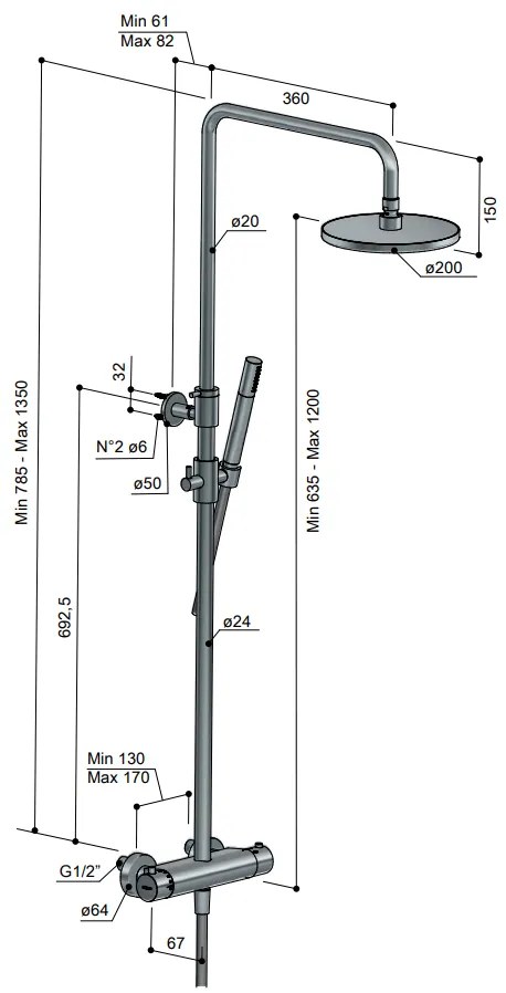 Hotbath Get Together SDS1CR opbouw regendouche met 20cm hoofddouche chroom