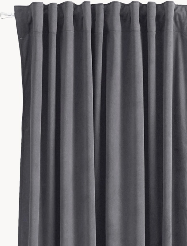 Fluwelen dim-out multibandgordijnen Nora, 2-delig, B 140 cm