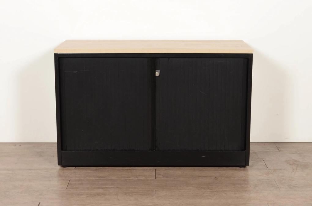 Roldeurkast, zwart, 74 x 120 cm, incl. 1 legbord *ster 2*