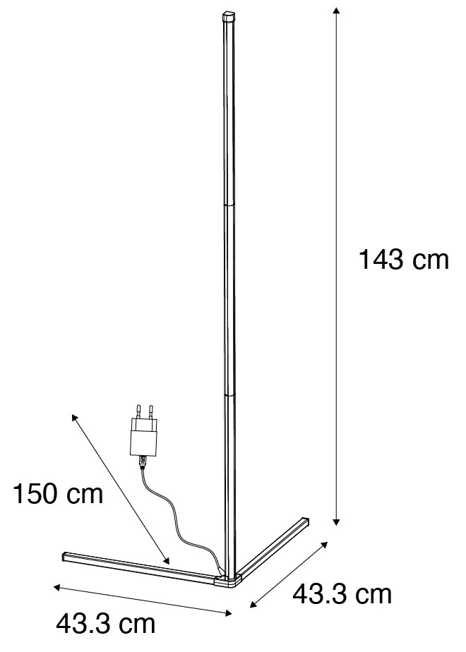 Vloerlamp met dimmer zwart incl. LED met RGB en afstandsbediening - Carla Design Binnenverlichting Lamp