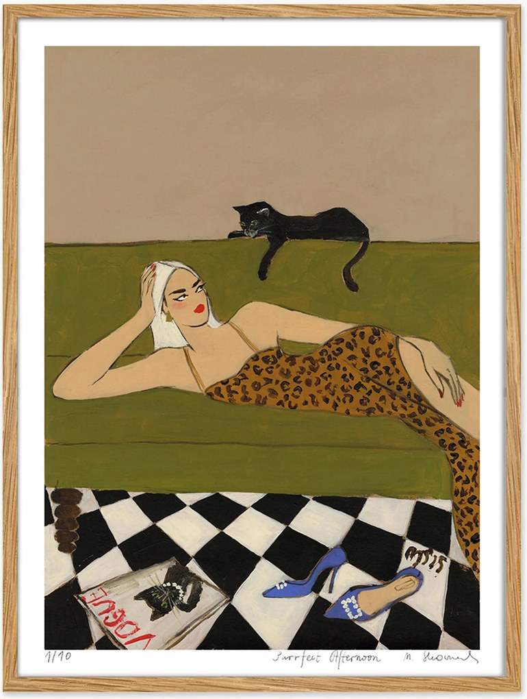 Ingelijste digitale print Purrfect Afternoon