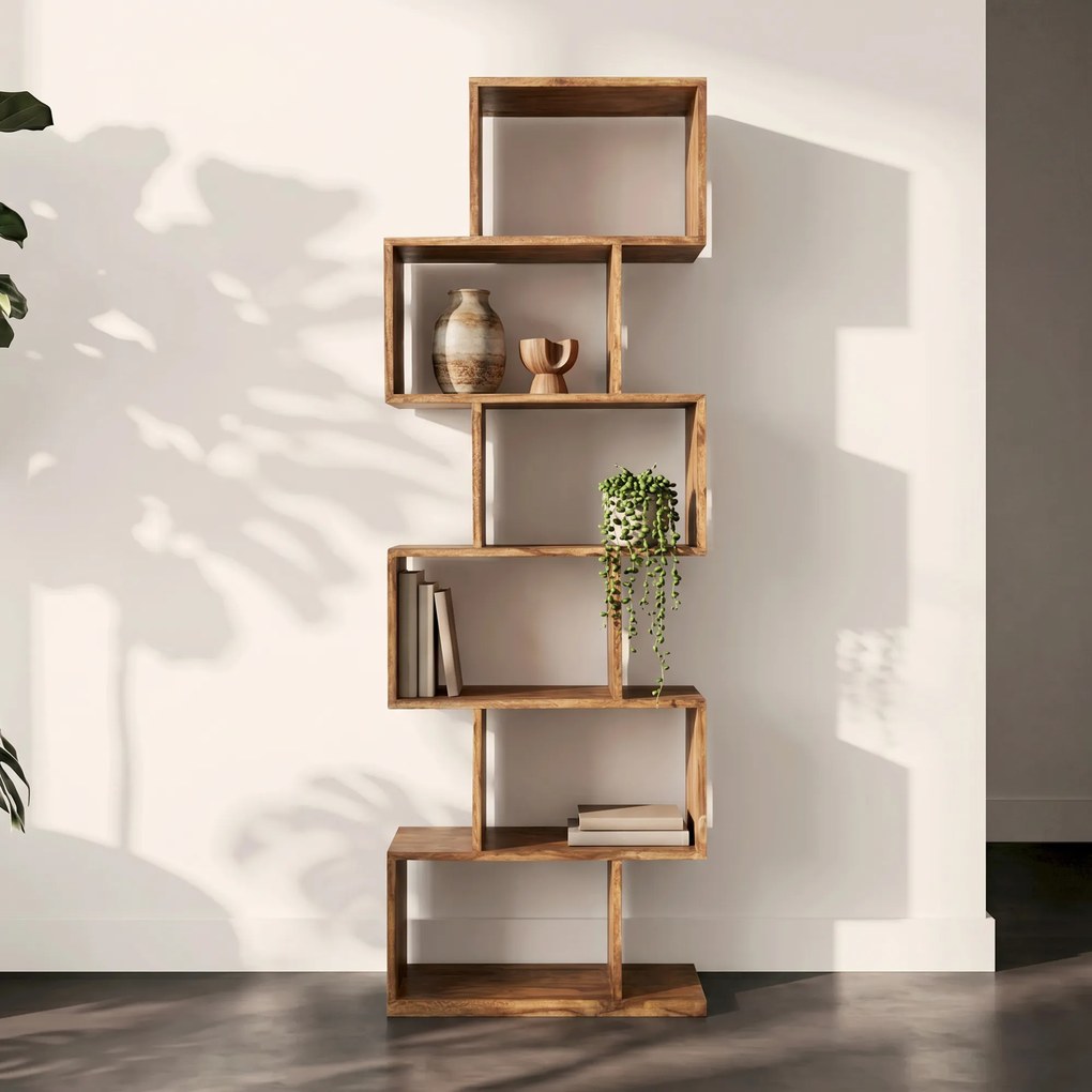 Kare Design Authentico Zick Zack Open Kast Van Hout Zig Zag - 60x30x180cm.