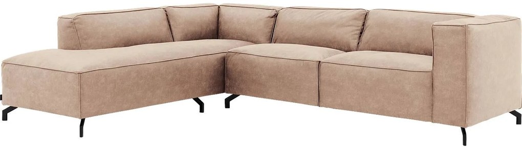 Goossens Bank Calvin beige, micro leer, 3-zits, modern design met ligelement links
