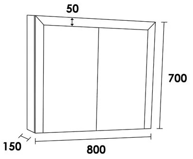 Brauer Rise spiegelkast 120cm met 2 dubbelzijdige spiegeldeuren eiken grijs