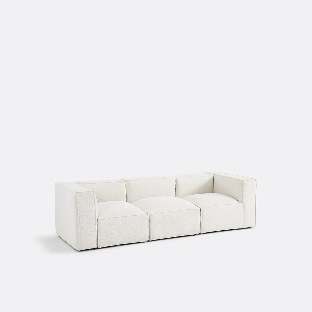 Modulaire bank, 3 zit, in bouclé stof, Seven