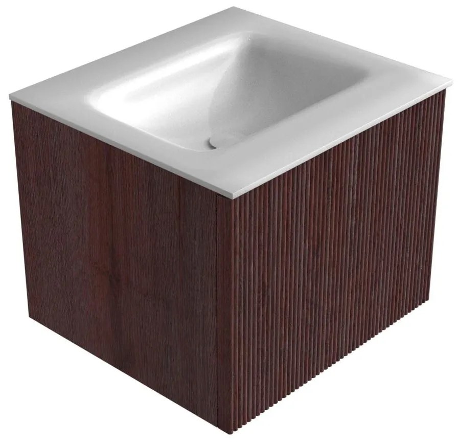 Mondiaz Kurve 50cm badmeubel ruby met 1 lade en wastafel grunne midden zonder kraangat