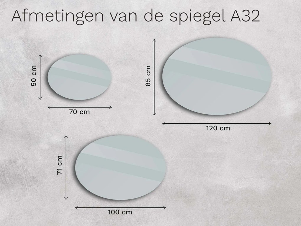 Ovale badkamerspiegel met LED verlichting A32