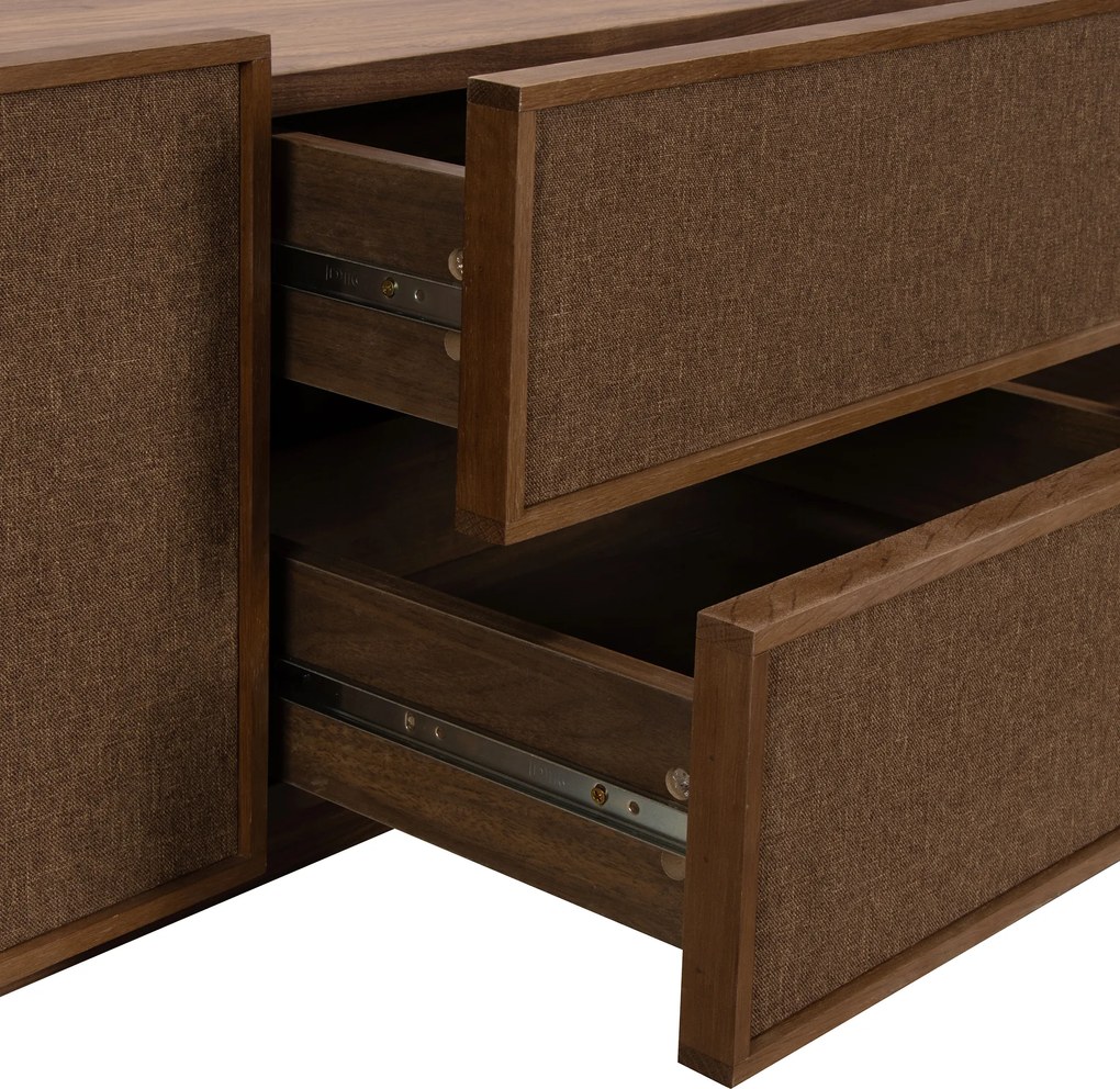 Tv-meubel Walnoot Met Stoffen Deuren 150 Cm - 150x40x40cm.