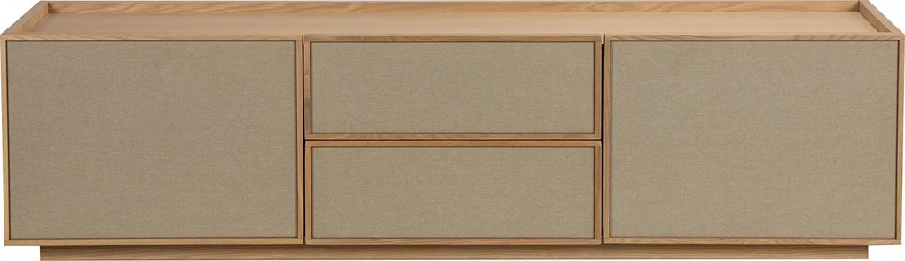 Tv-meubel Eiken Met Stoffen Deuren 150 Cm - 150x40x40cm.