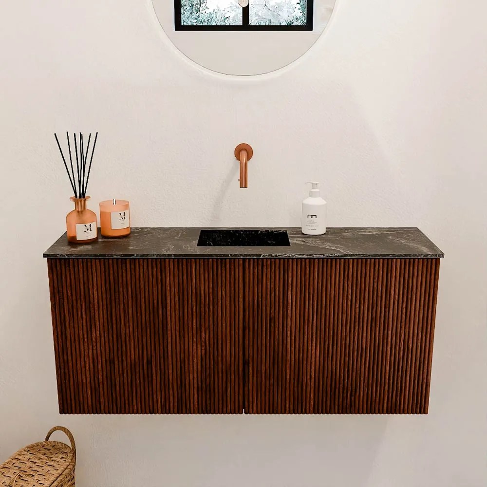 Mondiaz Joya DLux 90cm toiletmeubel ruby met wastafel faye midden zonder kraangat lava