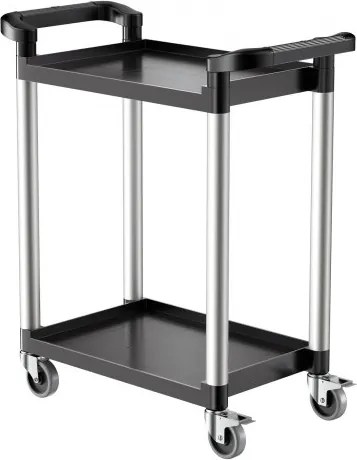 VEVOR Multifunctionele trolley, 136 kg laadvermogen, 2-laags kunststof gereedschapswagen met 360° zwenkwielen (2 met remmen), 800 x 410 x 945 mm Grote serveerwagen voor magazijn, kantoor, thuis, restaurant, keuken